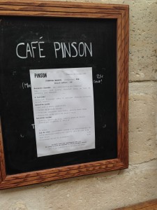 Menu du Café Pinson